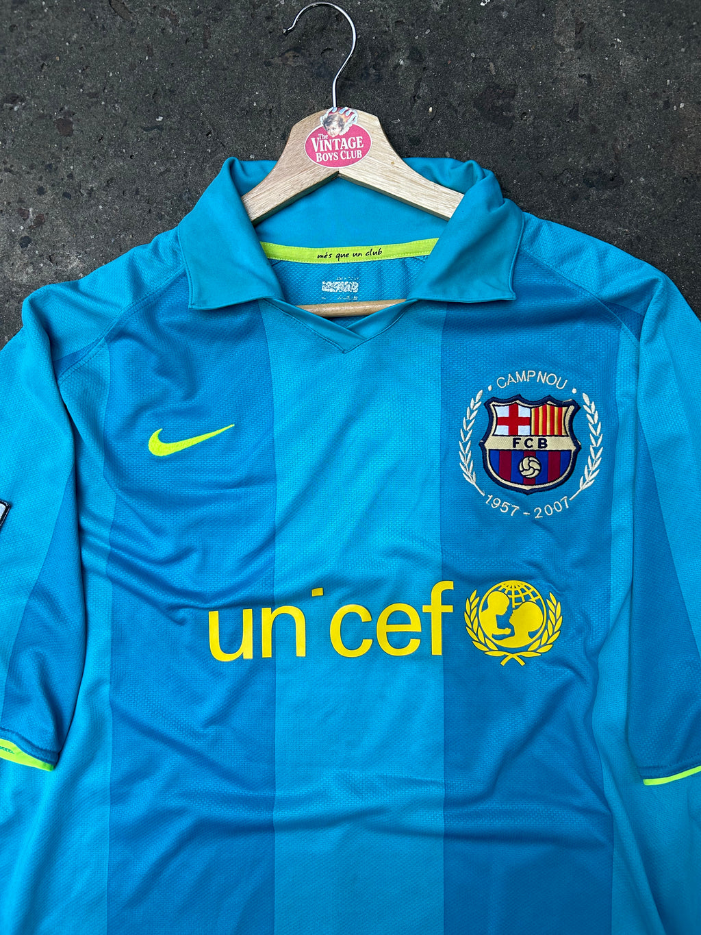 Camiseta Barcelona 2007 Suplente Celeste de Messi Original