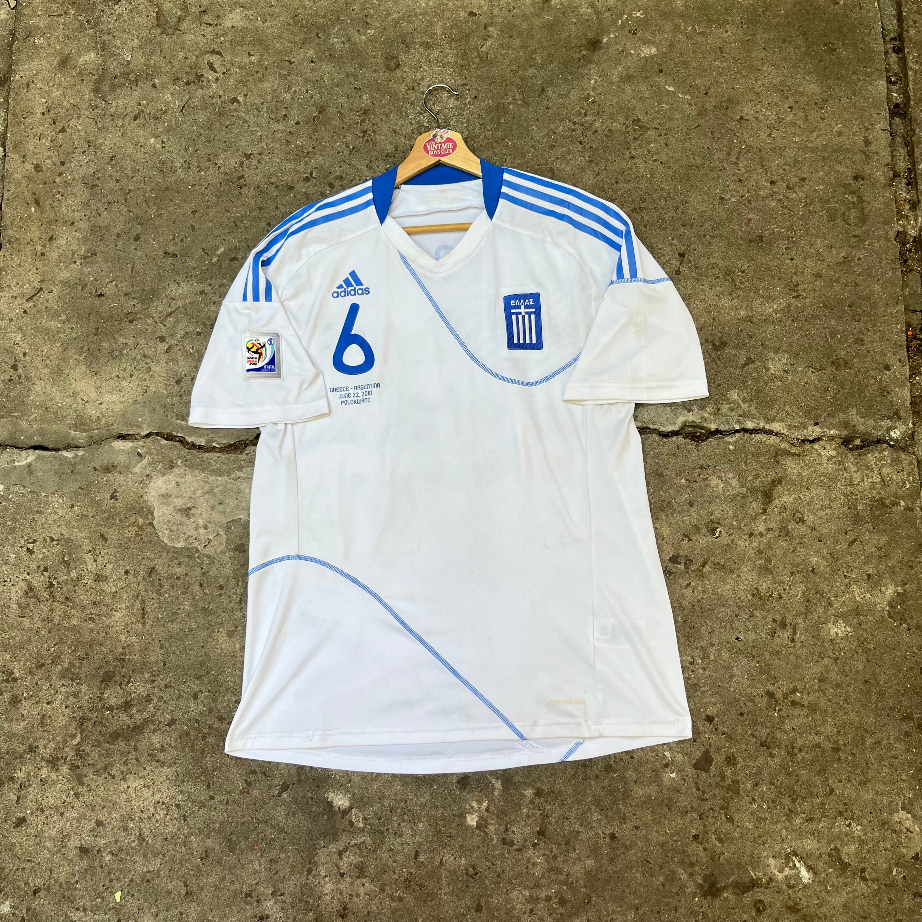 Camiseta Grecia Matchworn Formation Mundial 2010 Argentina vs Grecia de Tziolis