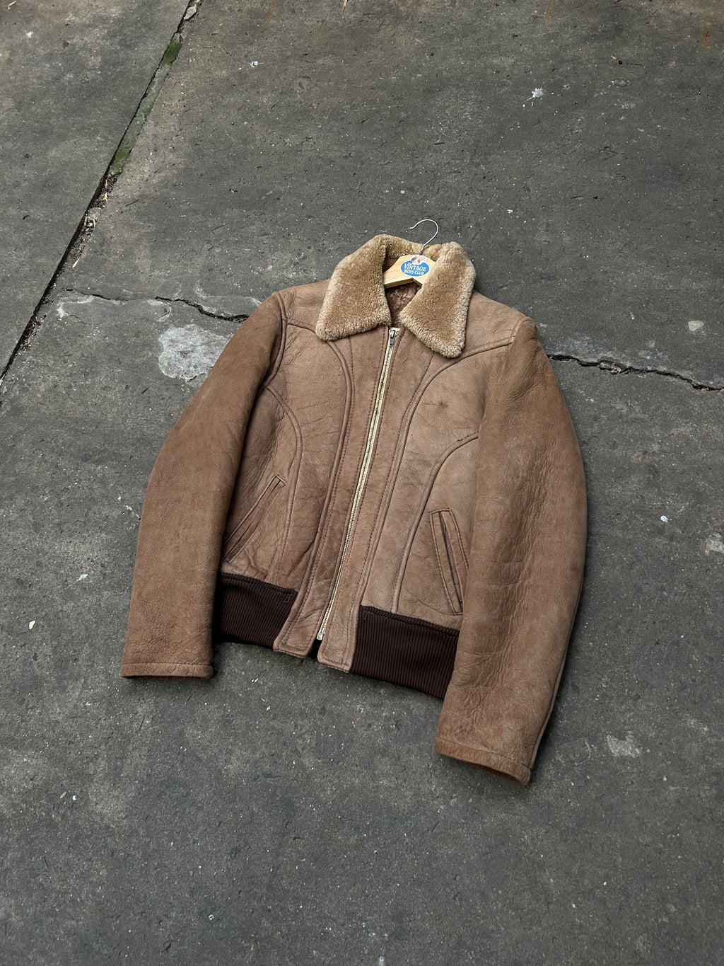 Campera De Cuero con Peluche Vintage