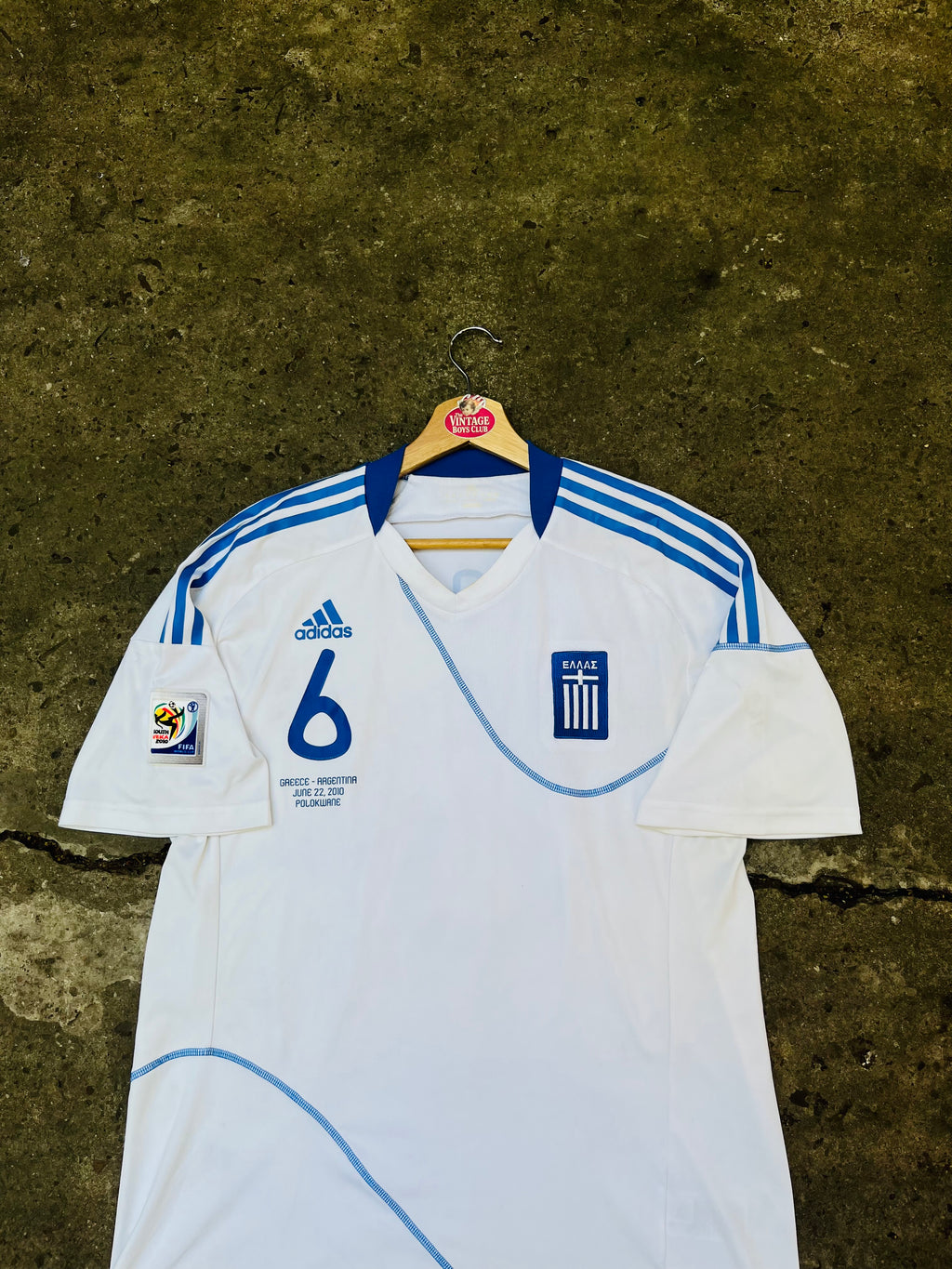 Camiseta Grecia Matchworn Formation Mundial 2010 Argentina vs Grecia de Tziolis