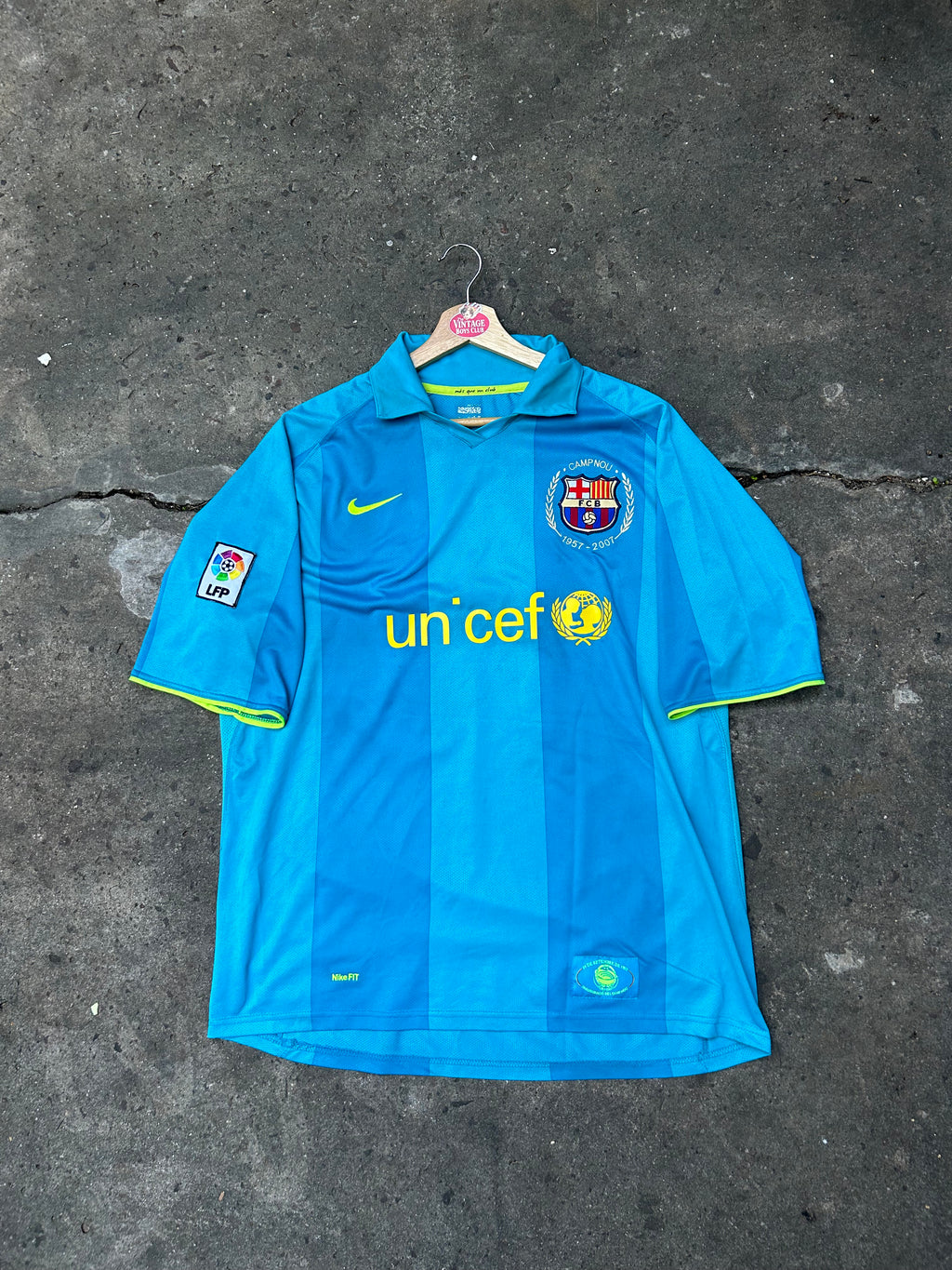 Camiseta Barcelona 2007 Suplente Celeste de Messi Original