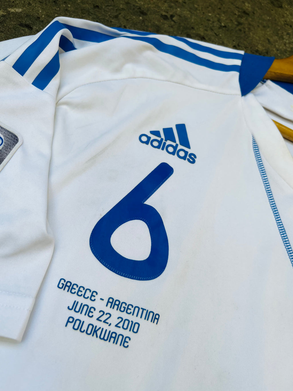 Camiseta Grecia Matchworn Formation Mundial 2010 Argentina vs Grecia de Tziolis