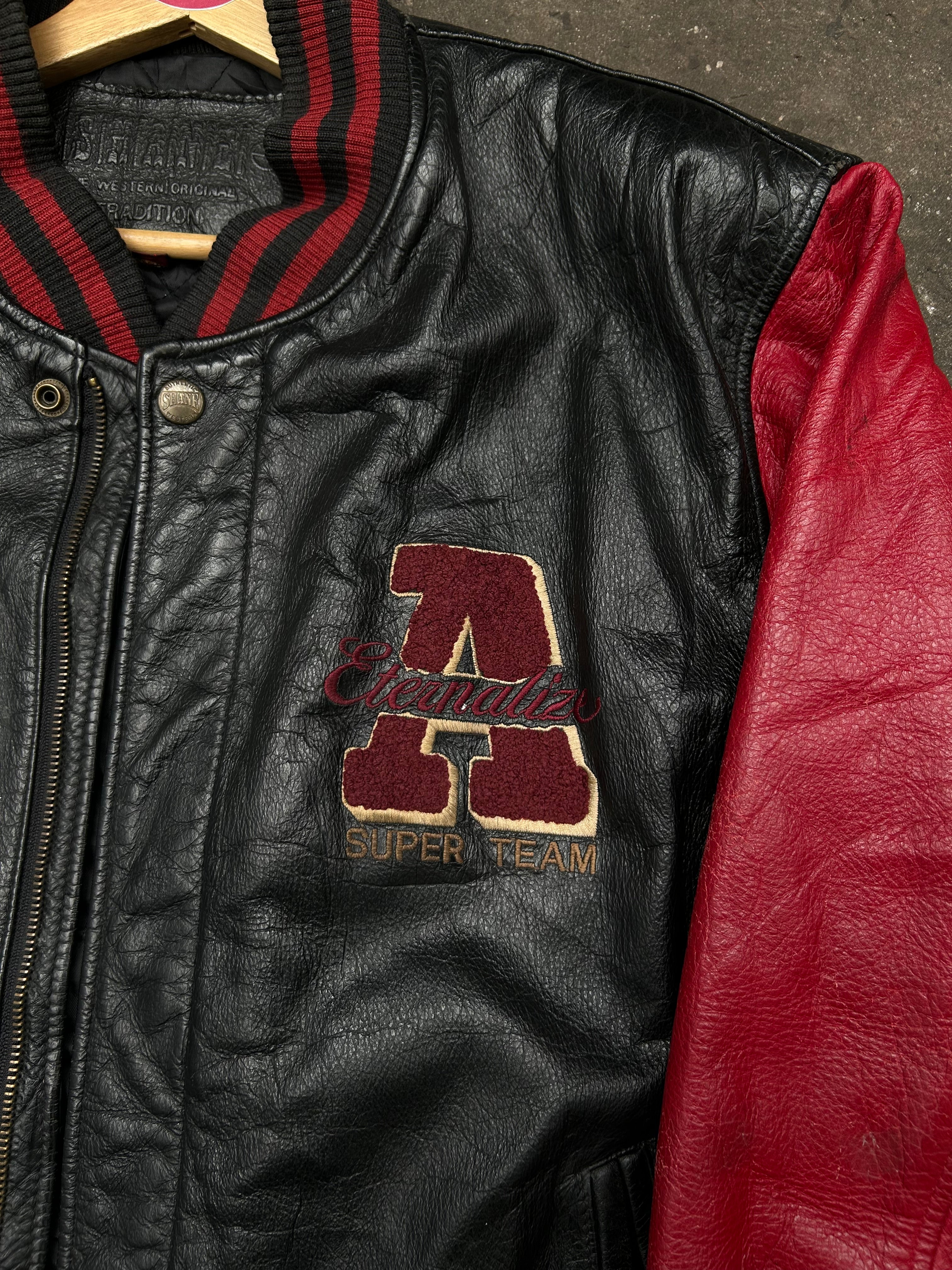 Campera Cuero Estilo Universitaria Vintage Original