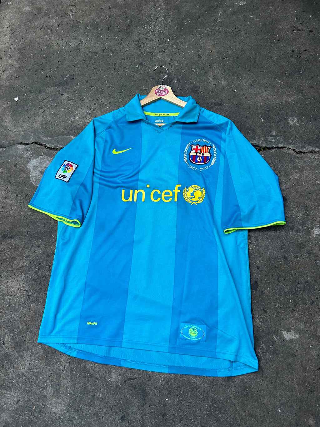 Camiseta Barcelona 2007 Suplente Celeste de Messi Original