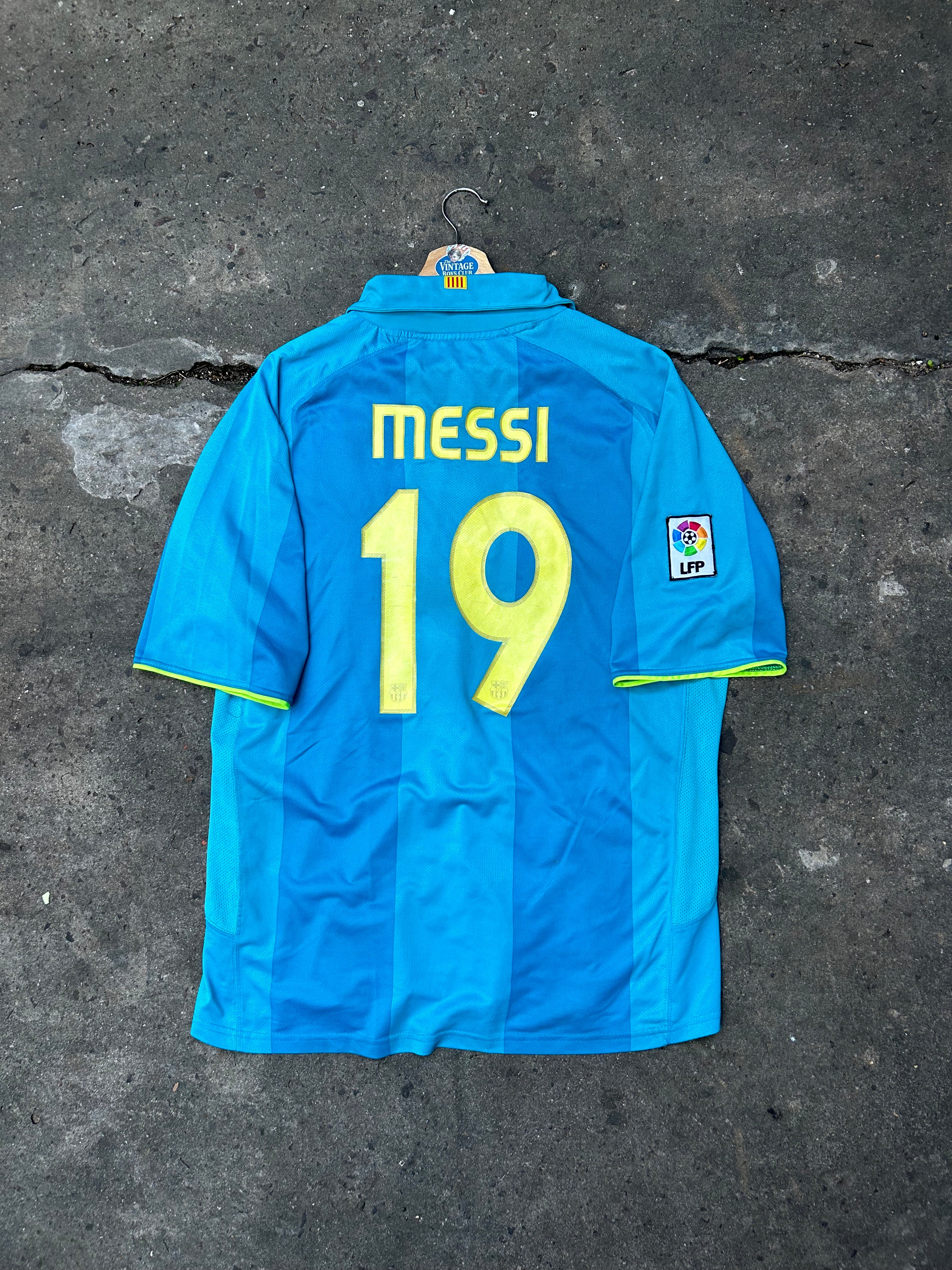 Camiseta Barcelona 2007 Suplente Celeste de Messi Original