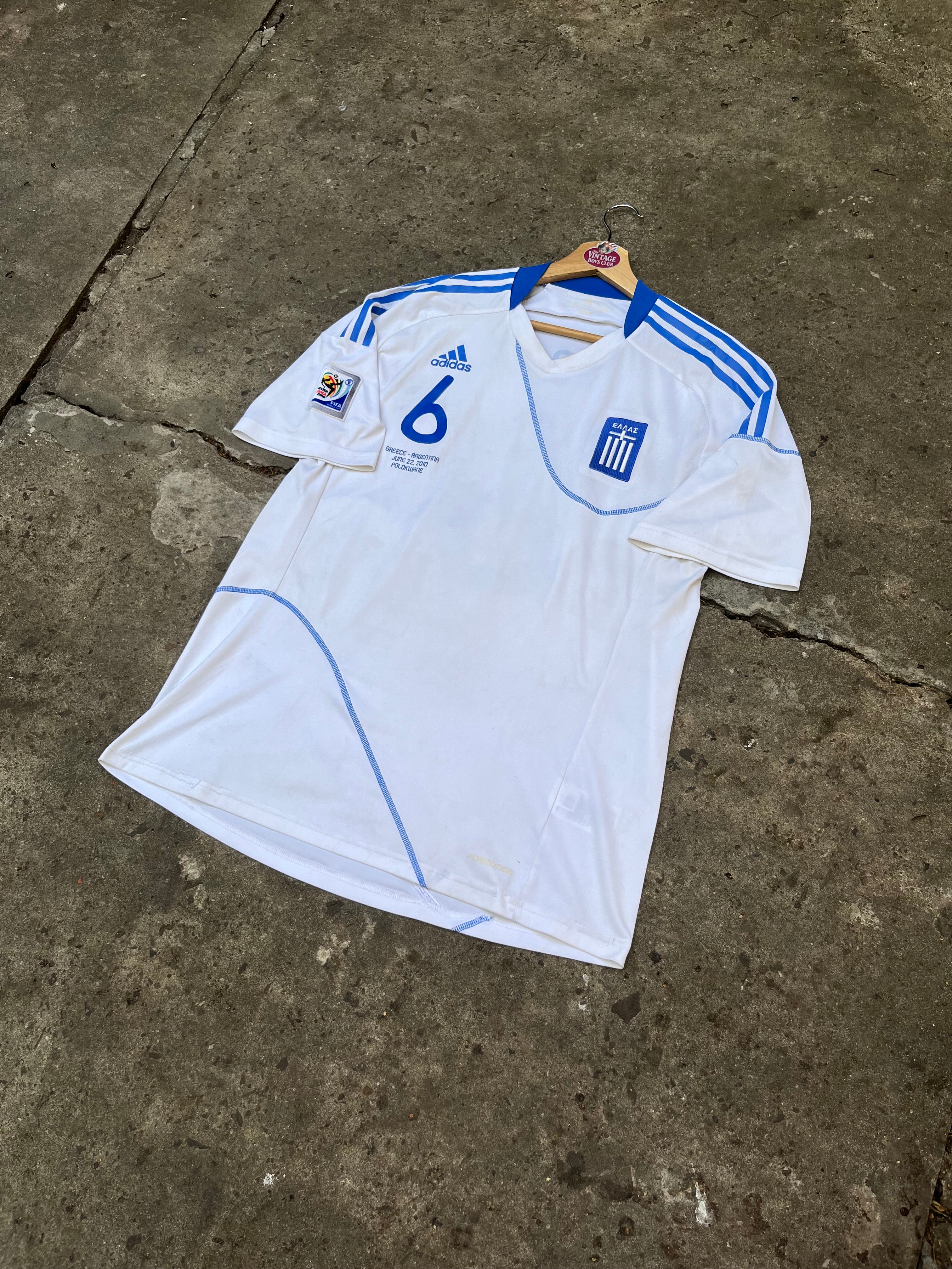 Camiseta Grecia Matchworn Formation Mundial 2010 Argentina vs Grecia de Tziolis