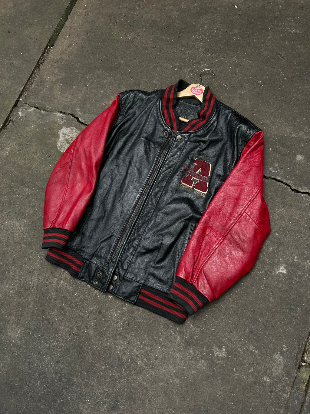 Campera Cuero Estilo Universitaria Vintage Original