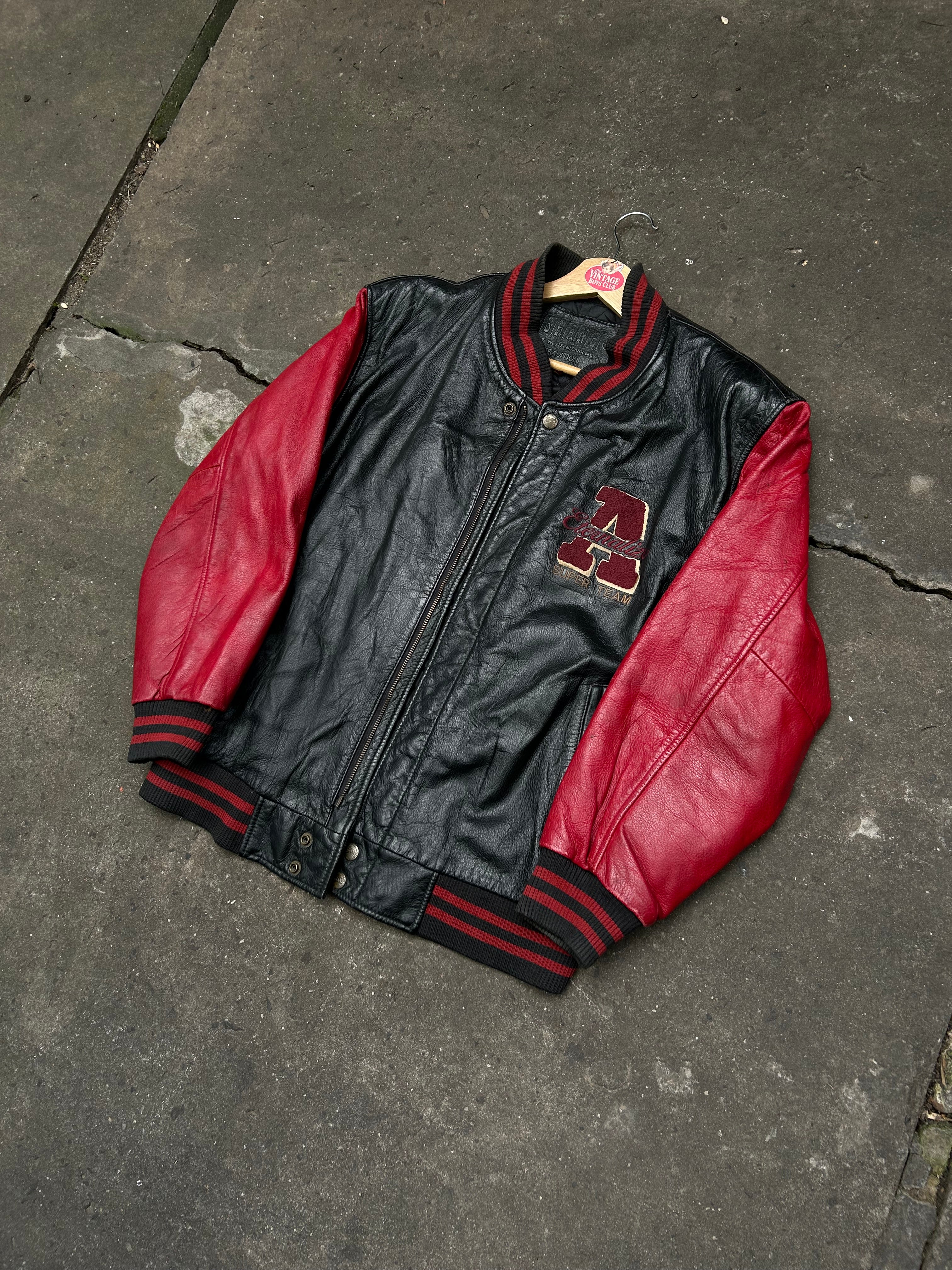 Campera Cuero Estilo Universitaria Vintage Original