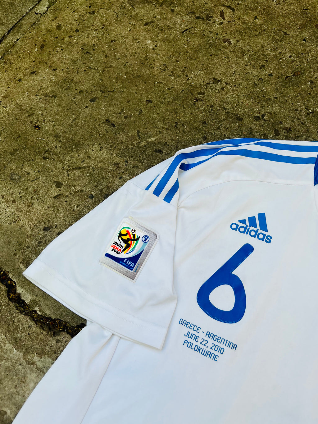 Camiseta Grecia Matchworn Formation Mundial 2010 Argentina vs Grecia de Tziolis
