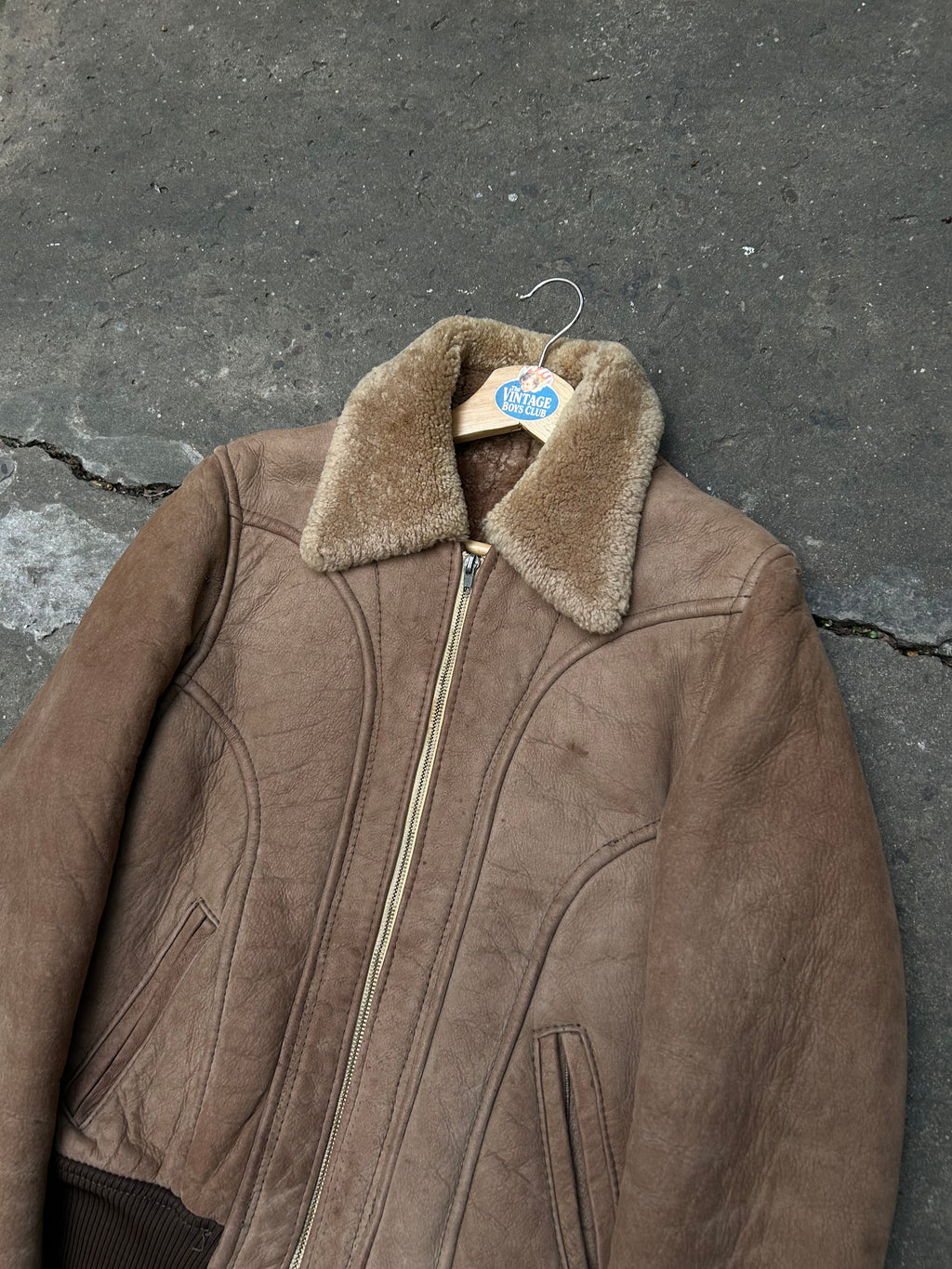 Campera De Cuero con Peluche Vintage