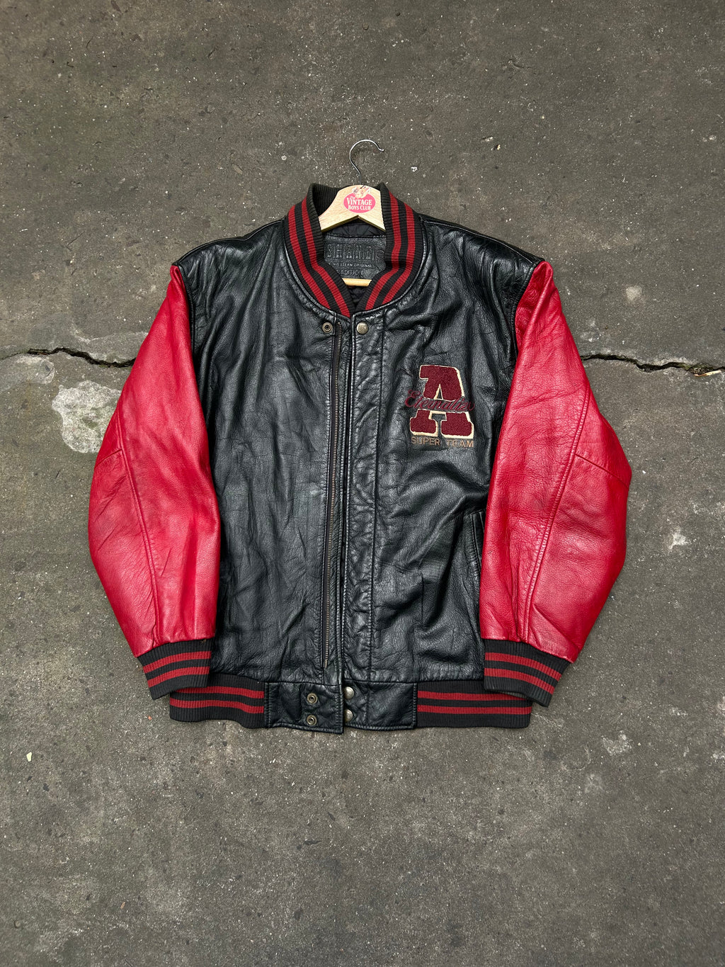Campera Cuero Estilo Universitaria Vintage Original
