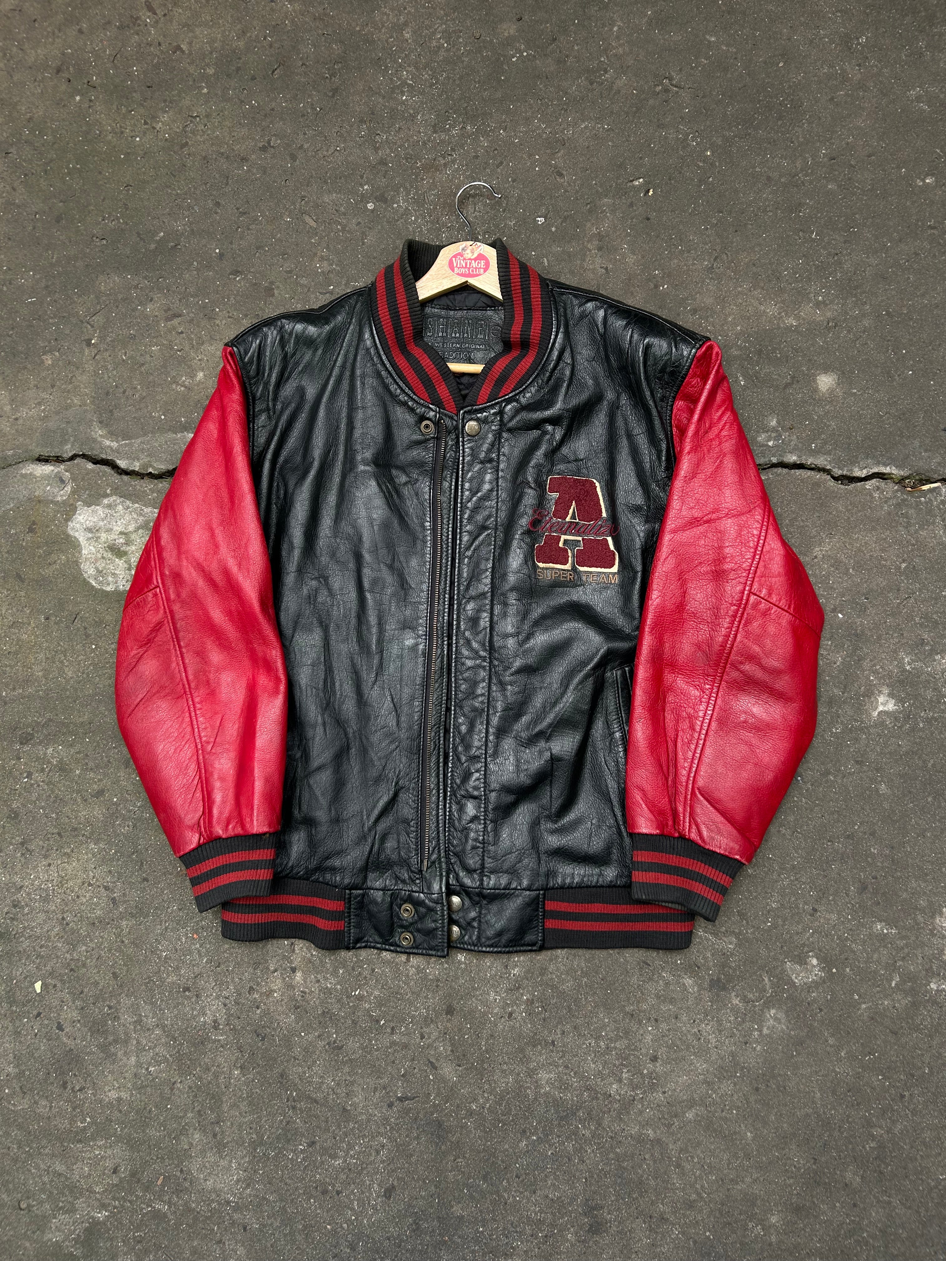 Campera Cuero Estilo Universitaria Vintage Original